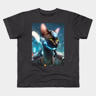 Cyberpunk Kitty (5) - Anthropomorphic Sci fi Cats Kids T-Shirt